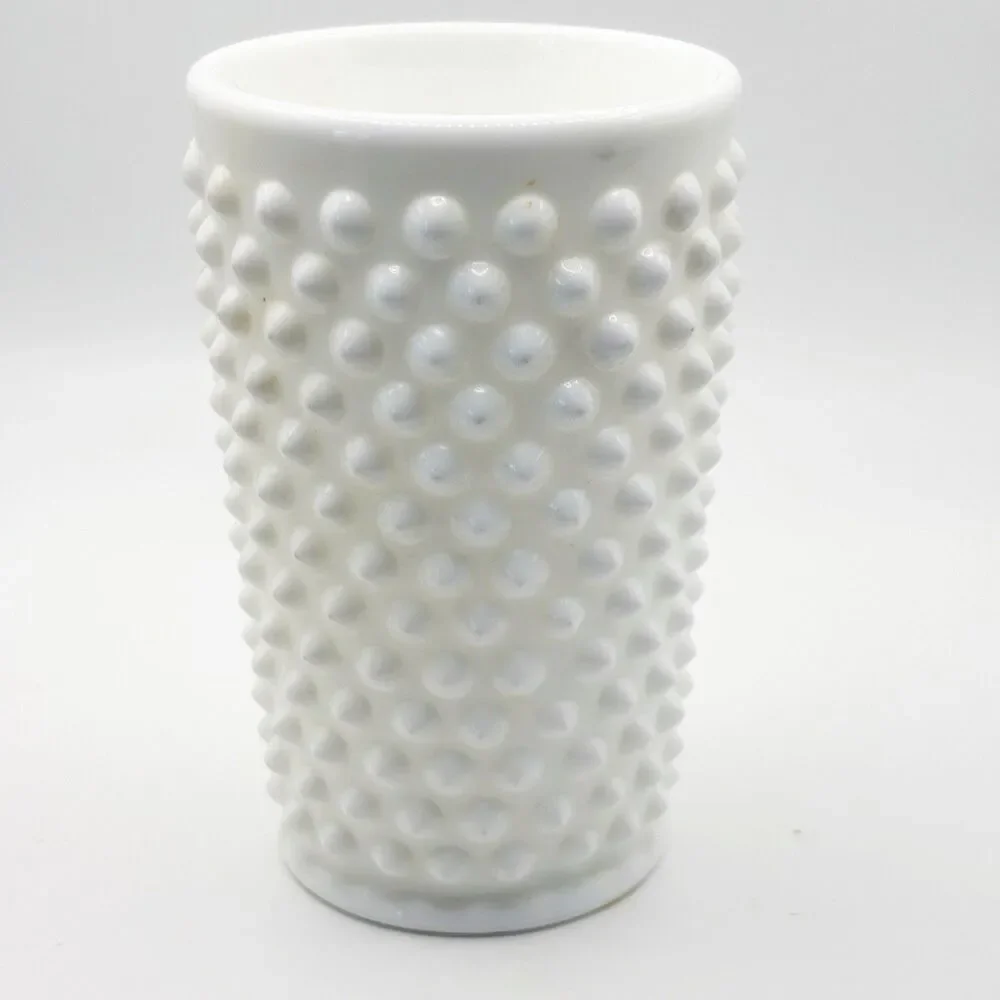 Vtg Fenton White Milk Glass Hobnail Tumbler Juice Glass Cup (2) Unmarked 4 Inch